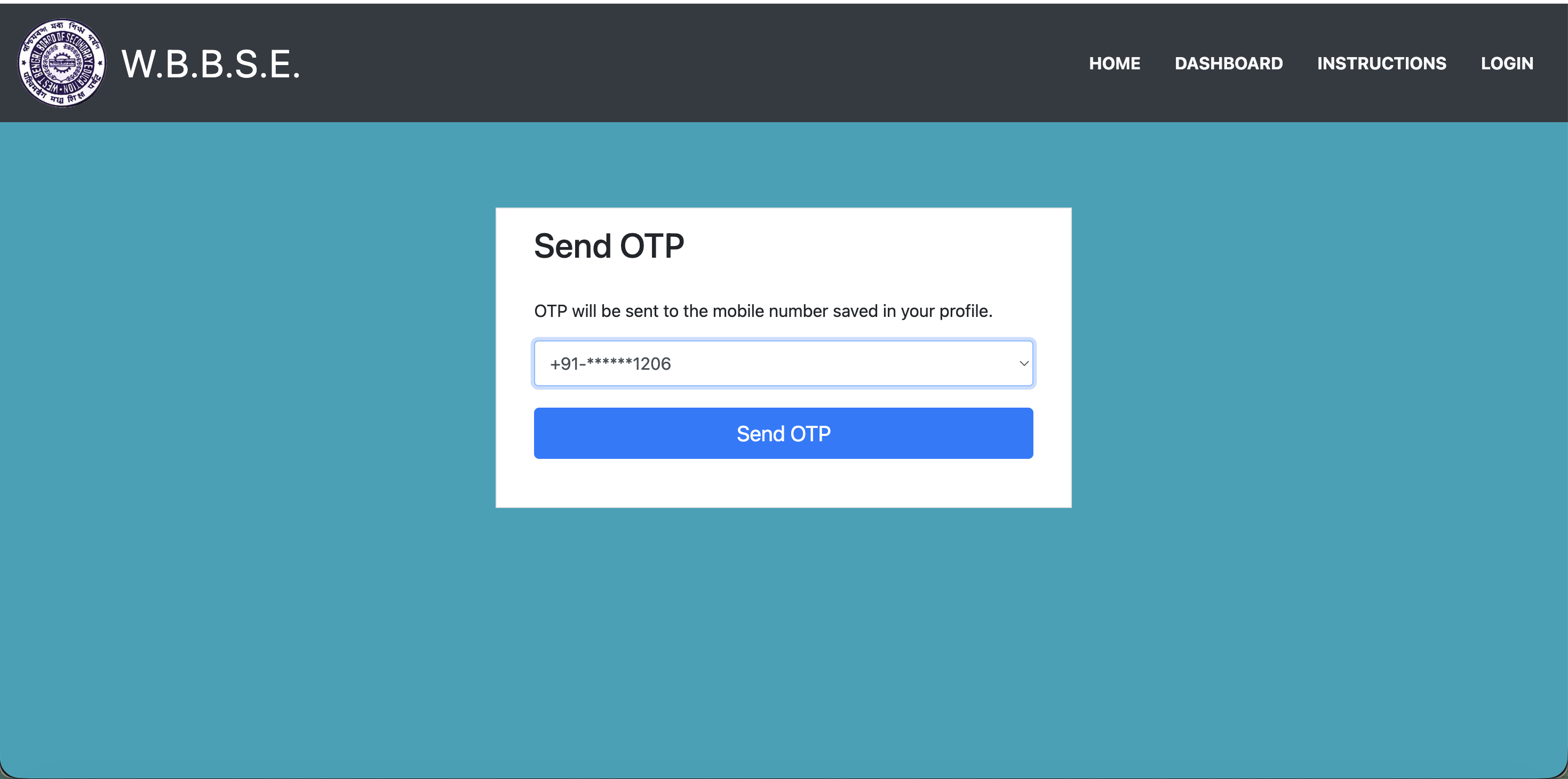 Send OTP page